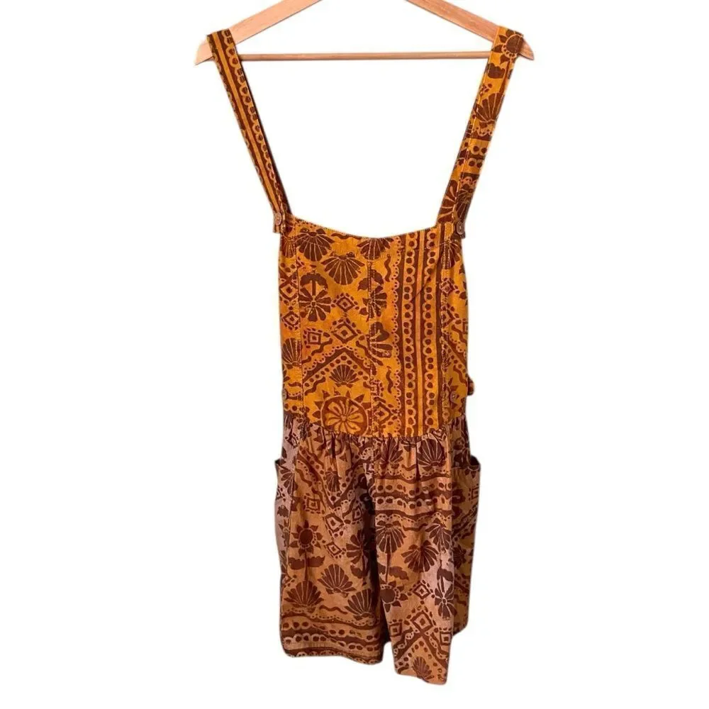 NEW Free People Palm Bay Printed Shortalls Bohemian Vibe Romper in Size Medium - Picture 5 of 16